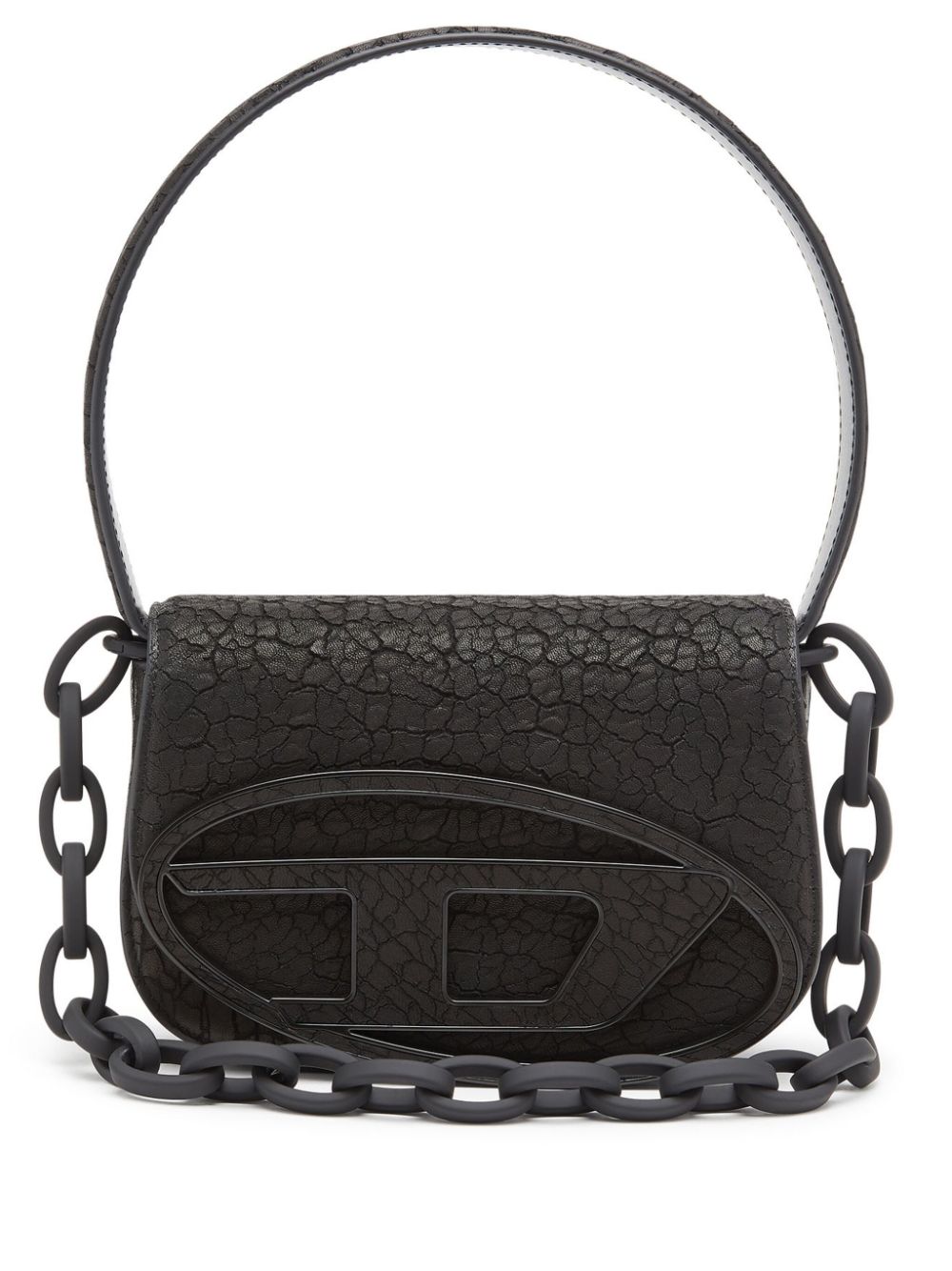 DIESEL Mini Cracked Effect Leather Handbag with Detachable Strap