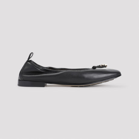 GIORGIO ARMANI Elegant Black Leather Ballerina Flats