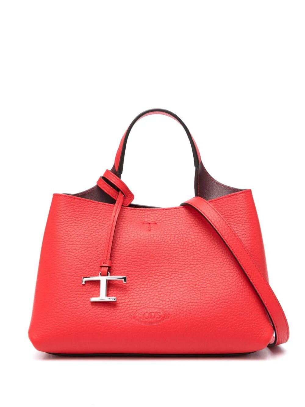 TOD'S Red Leather Tote Handbag for Women - SS24 Collection