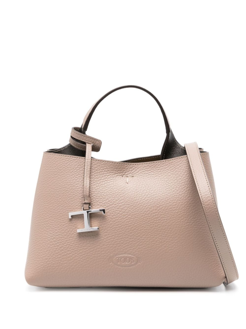 TOD'S Timeless Mini Taupe Leather Tote