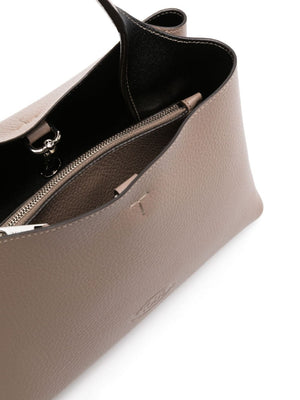 TOD'S Timeless Mini Taupe Leather Tote