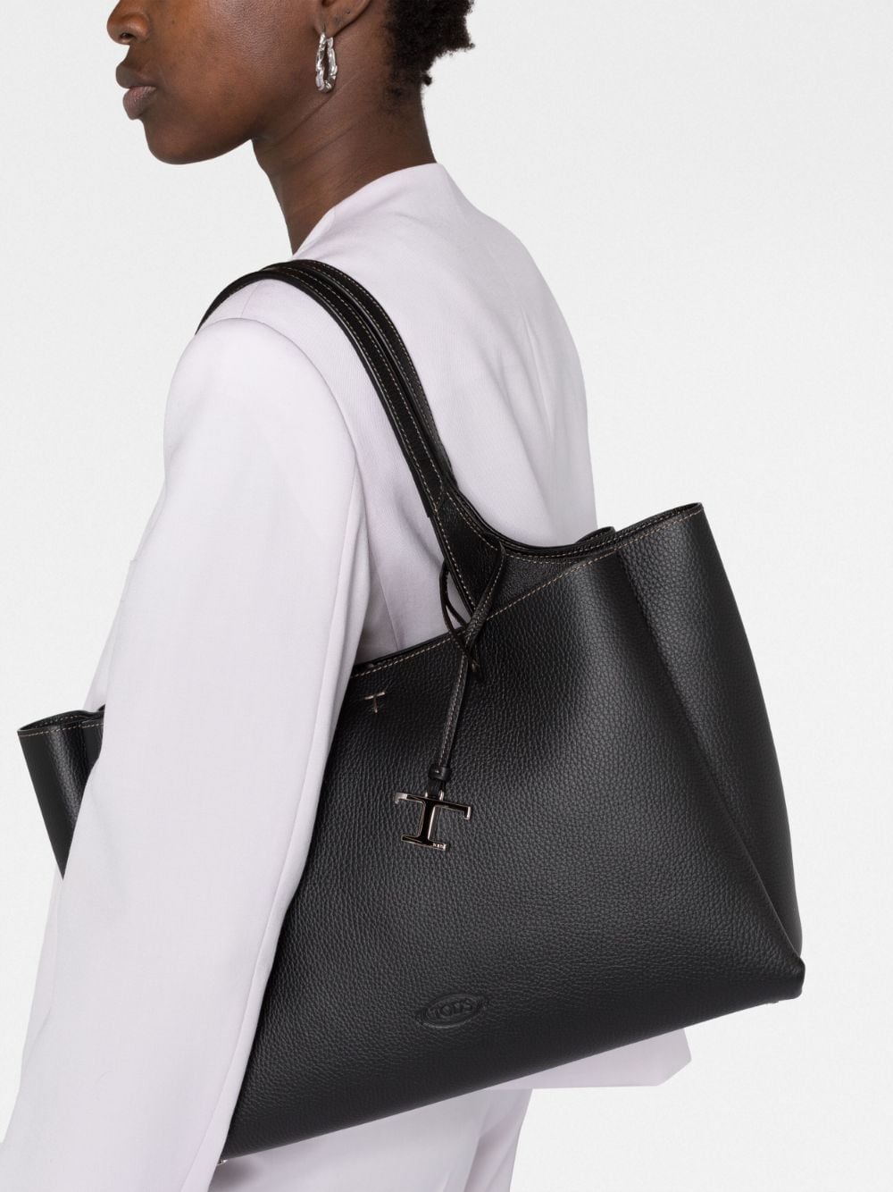 TOD'S Timeless Medium Black Leather Tote