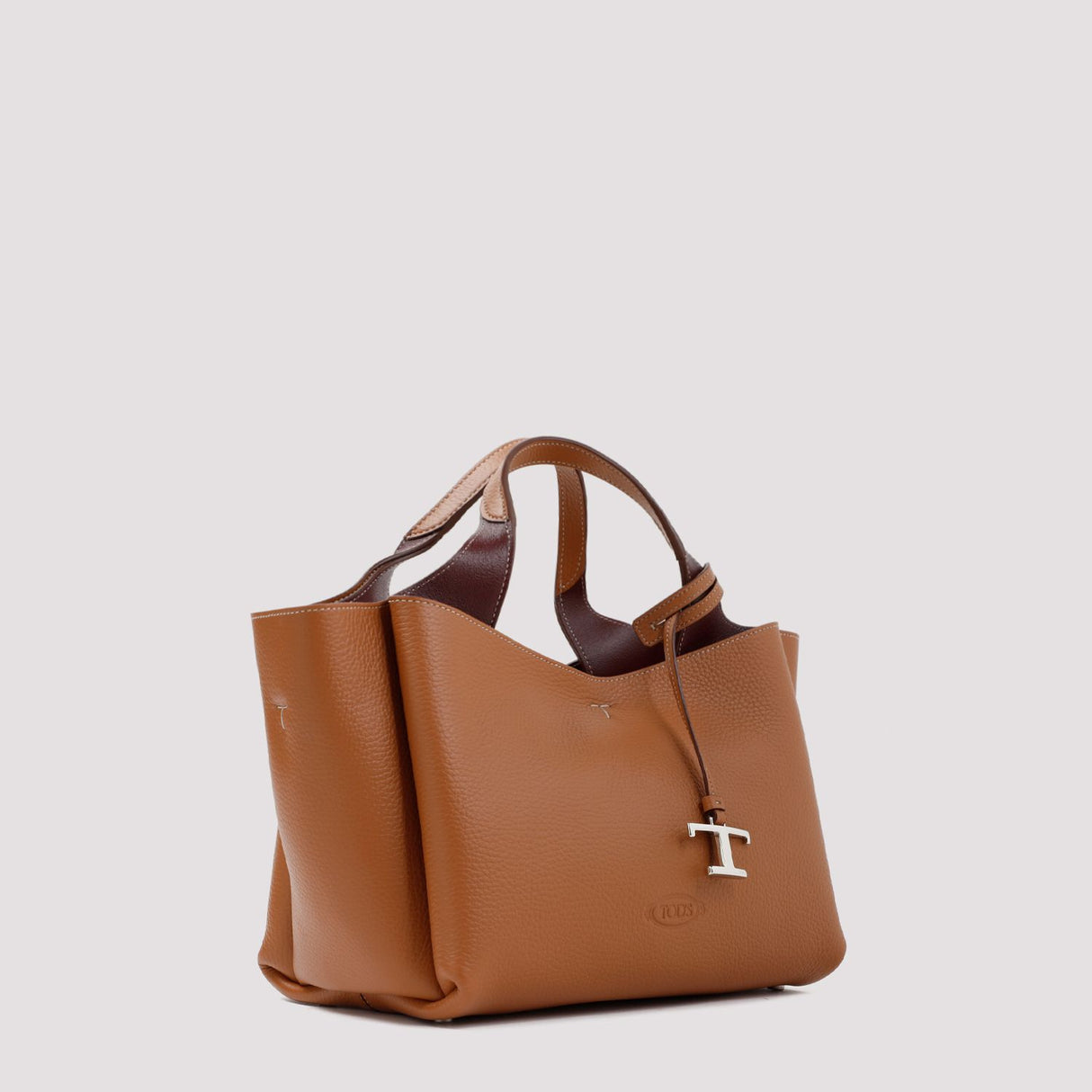 TOD'S Grained Leather Shoulder Bag with Logo Pendant Detail