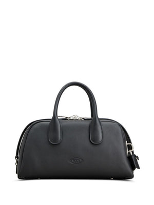 TOD'S Elegant Mini Dock Case in Black Calf Leather