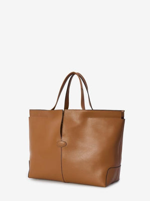 TOD'S Elegant Saddle Brown Leather Tote, 37x30x16cm