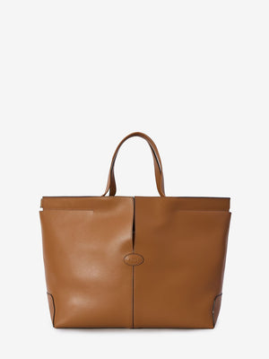 TOD'S Elegant Saddle Brown Leather Tote, 37x30x16cm