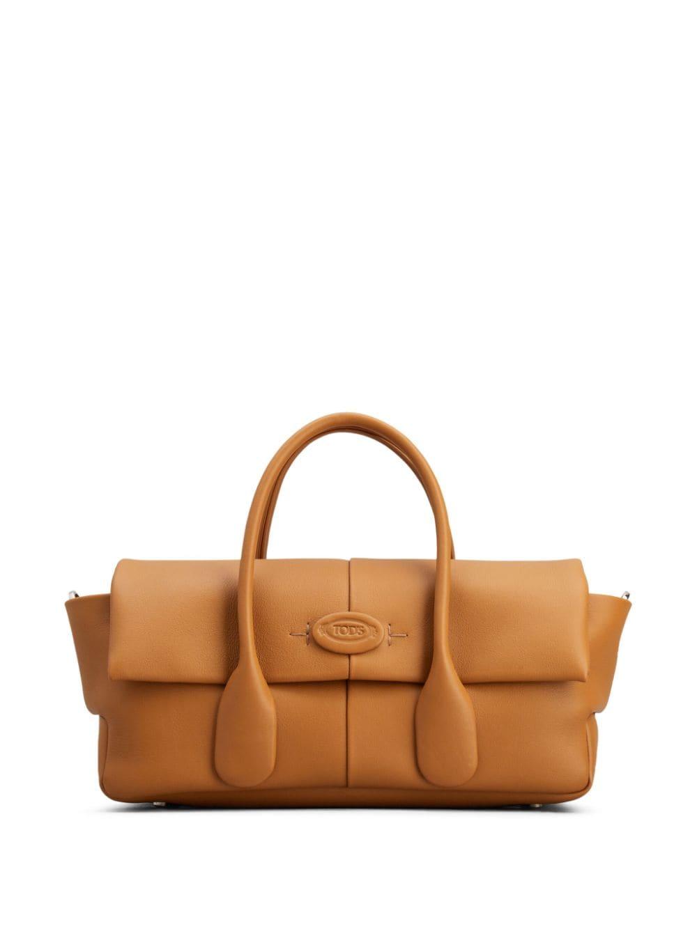 TOD'S Light Brown Leather Handbag - Reversible Flap with Adjustable Strap