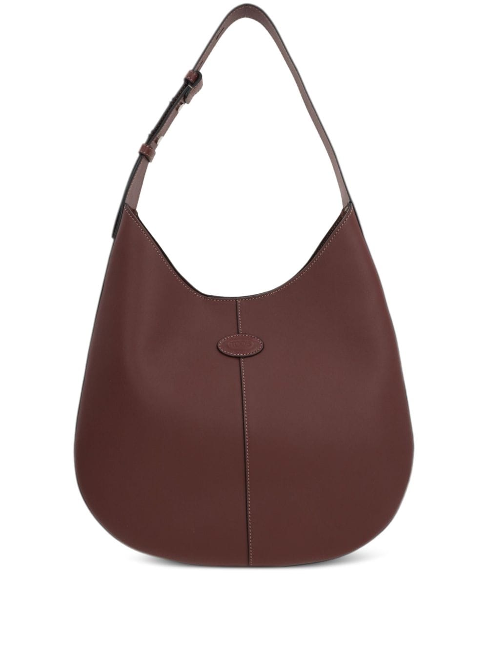 TOD'S Elegant Mahogany Leather Mini Hobo Handbag