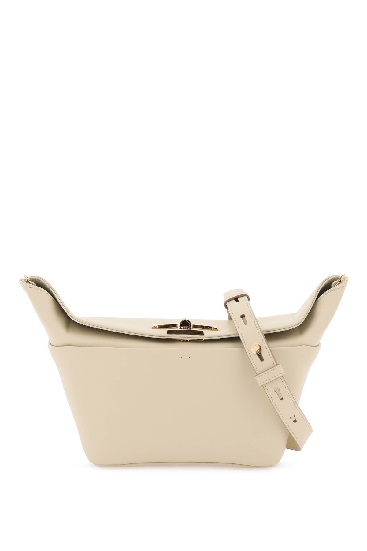 TOD'S Grey Leather Shoulder Bag with Gold Closure for Women