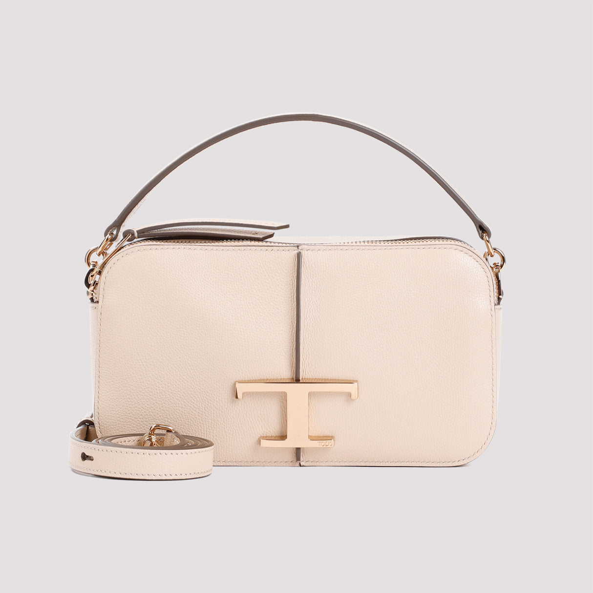 TOD'S Timeless Grained Leather Mini Camera Bag - Nude & Neutrals