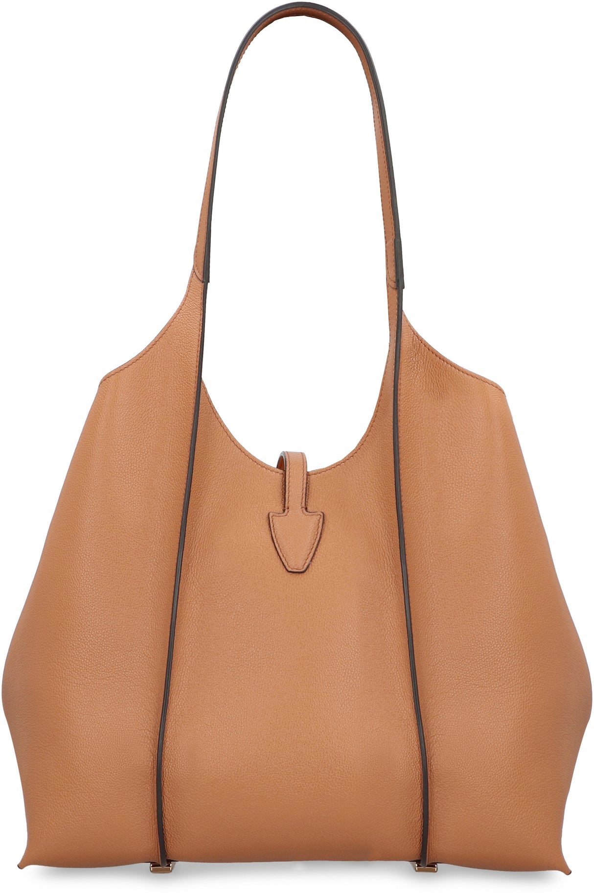 TOD'S Timeless Beige Mini Leather Shopper with Charm and Detachable Pouch, 29.5x25x14cm