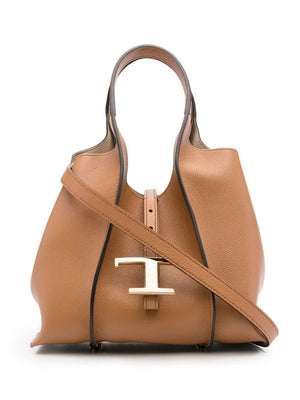 TOD'S Timeless Mini Leather Tote in Luggage Brown