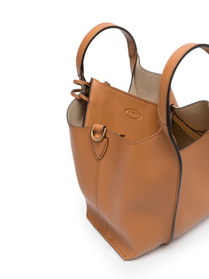 TOD'S Timeless Mini Leather Tote in Luggage Brown