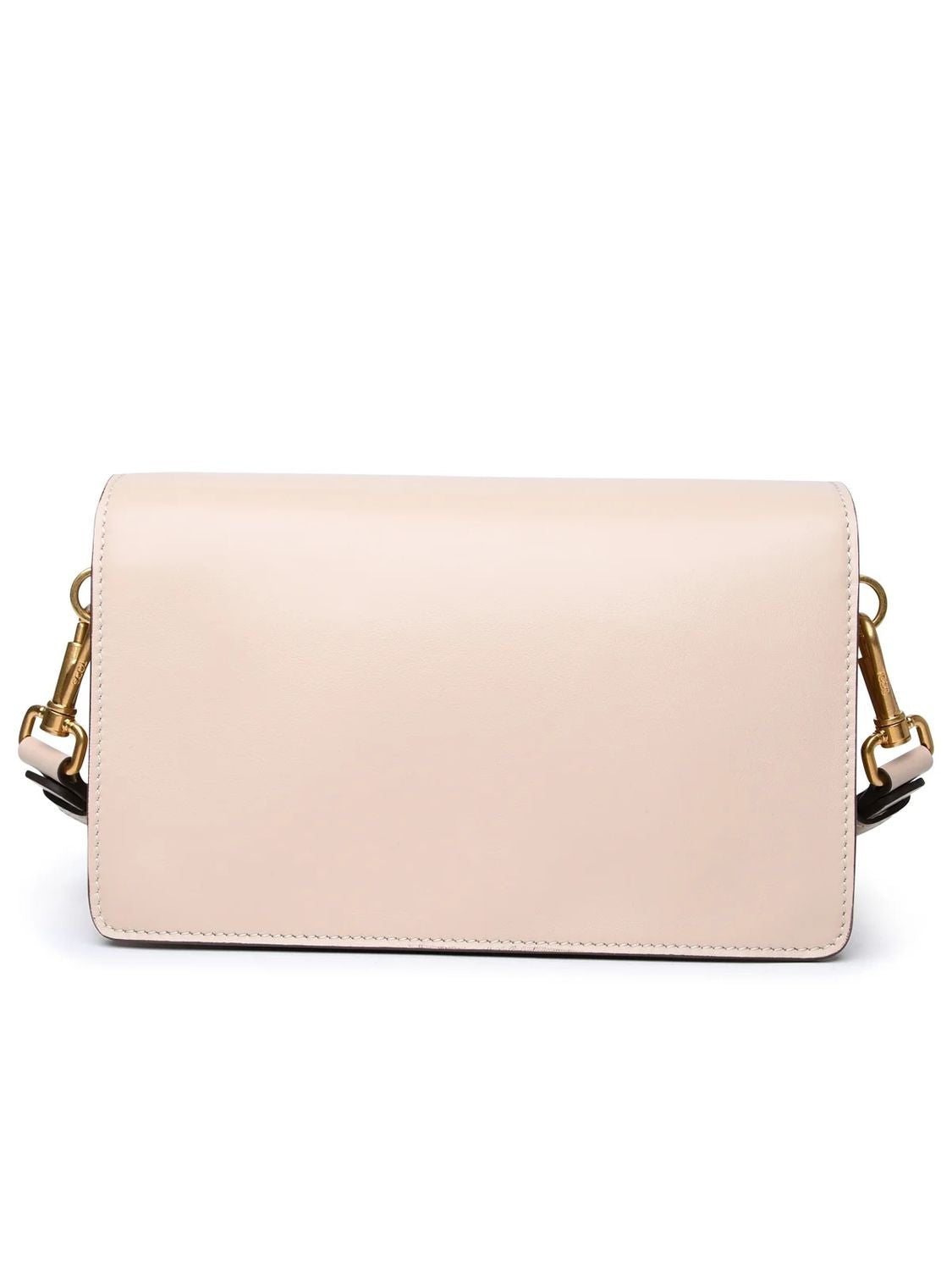 TOD'S Nude Leather Handbag with Gold-Tone T Timeless Detail