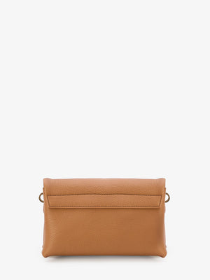 TOD'S Timeless Mini Brown Grained Leather Handbag with Detachable Straps and Suede Lining, 24x14x11 cm