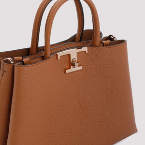 TOD'S Timeless Mini Shopper Handbag in Brown - W:11" H:7.7" D:4.7"