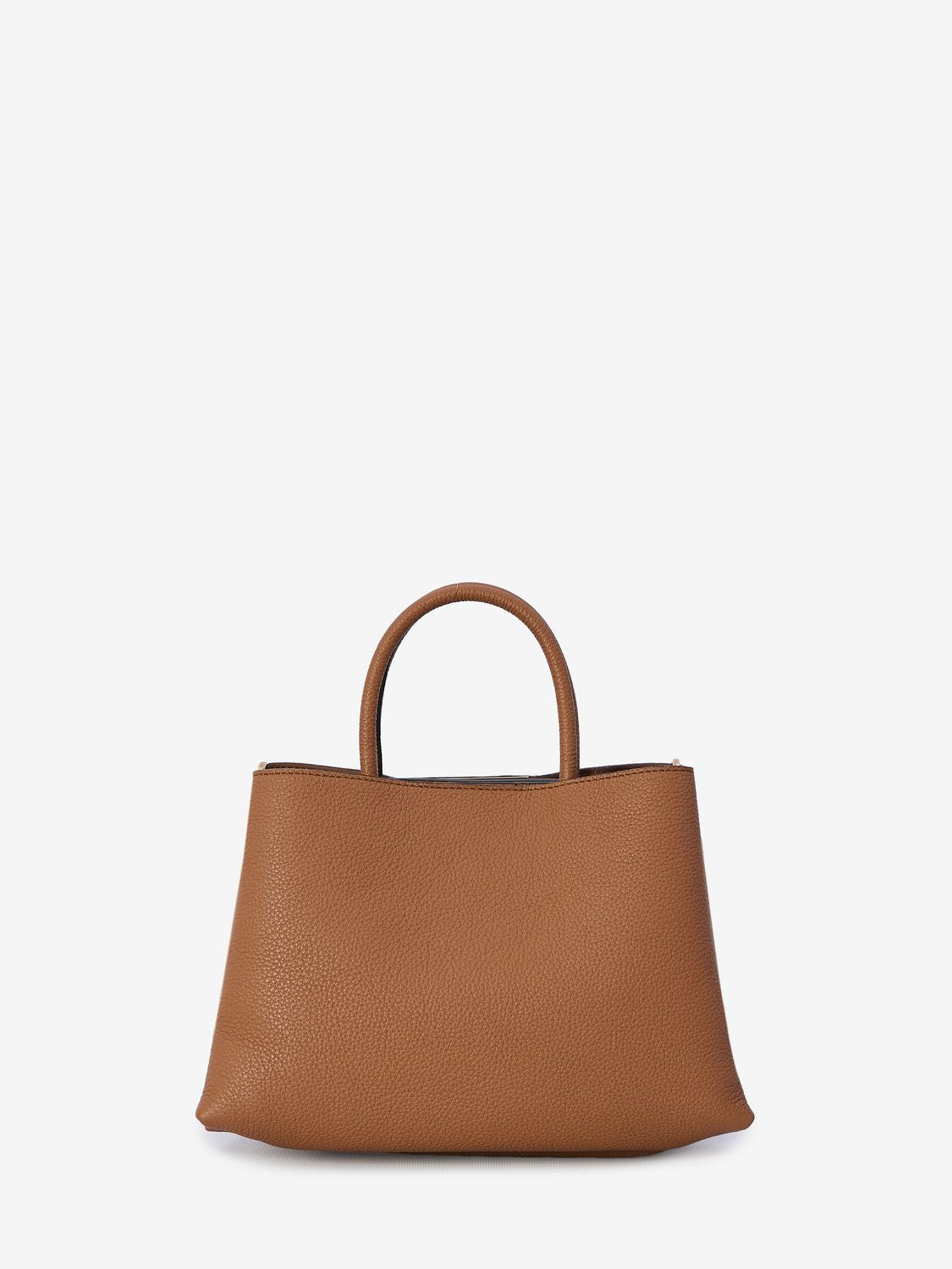 TOD'S Elegant Mini Timeless Tote in Brown Grained Calfskin - 28x19.5x13cm