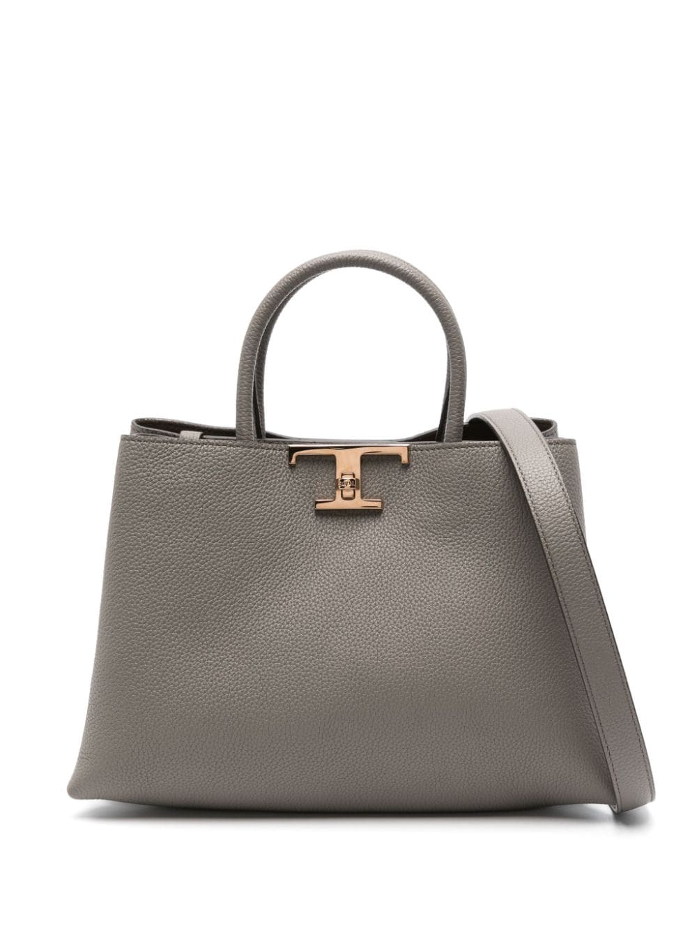 TOD'S Grained Leather Handbag with Logo Buckle