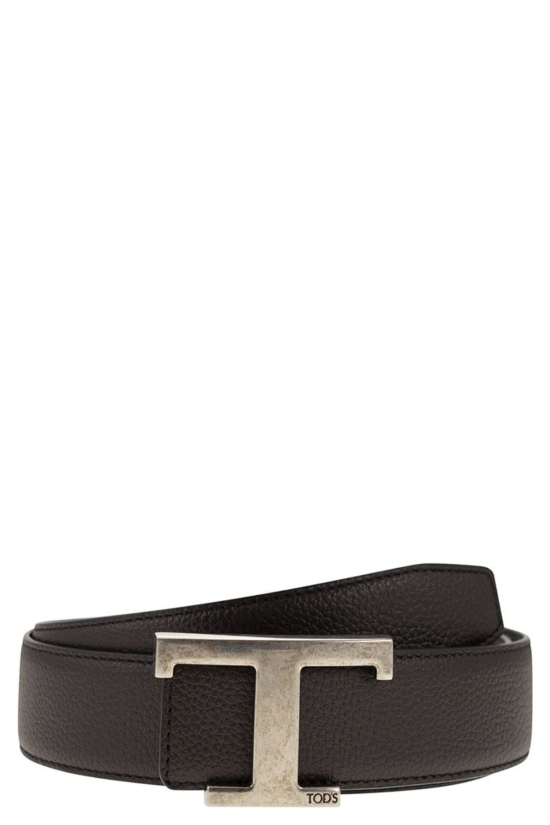 TOD'S Timeless T Reversible Leather Belt - 3.5 cm