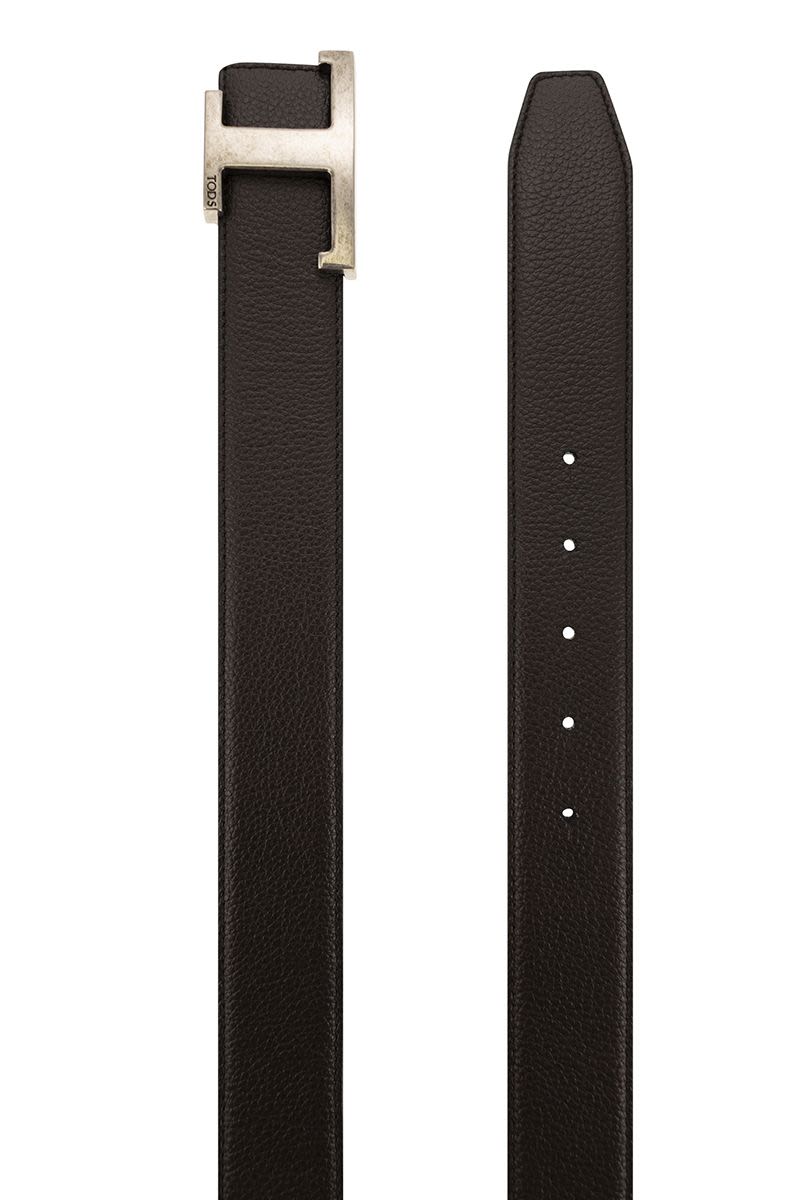 TOD'S Timeless T Reversible Leather Belt - 3.5 cm