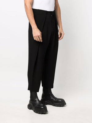 BALMAIN Sophisticated Black Folded Crepe Pants for Men