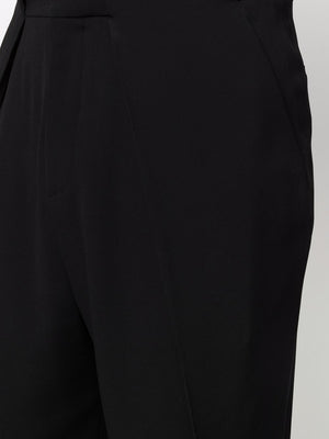 BALMAIN Sophisticated Black Folded Crepe Pants for Men