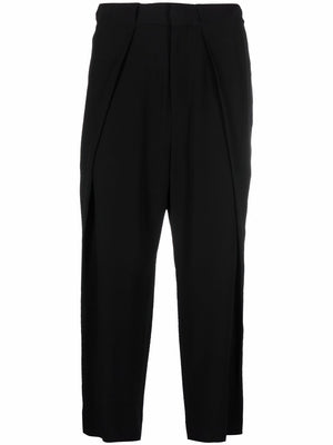 BALMAIN Sophisticated Black Folded Crepe Pants for Men