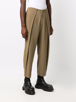 BALMAIN Taupe Side Folded Crepe Pants for Men