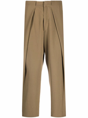 BALMAIN Taupe Side Folded Crepe Pants for Men