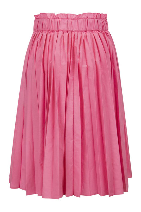 RED VALENTINO Multicolor Pleated Taffeta Skirt with Elastic Waist and Ruching Detail