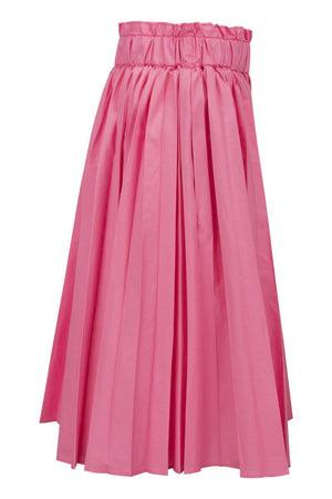 RED VALENTINO Multicolor Pleated Taffeta Skirt with Elastic Waist and Ruching Detail