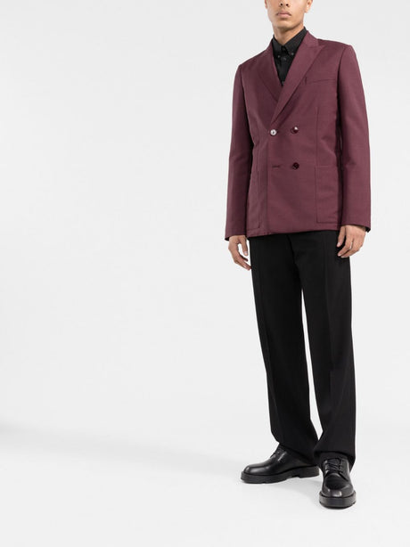 VALENTINO Bordeaux Double Breasted Jacket for Men - SS22 Collection