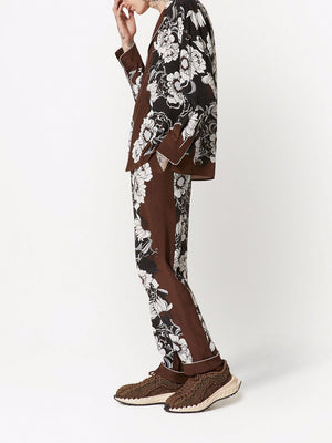 VALENTINO Men's Floral Print Silk Trousers for SS22