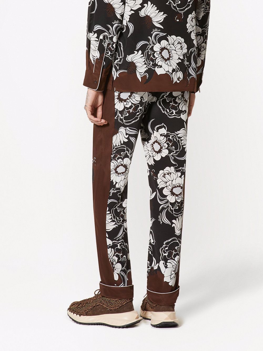 VALENTINO Men's Floral Print Silk Trousers for SS22