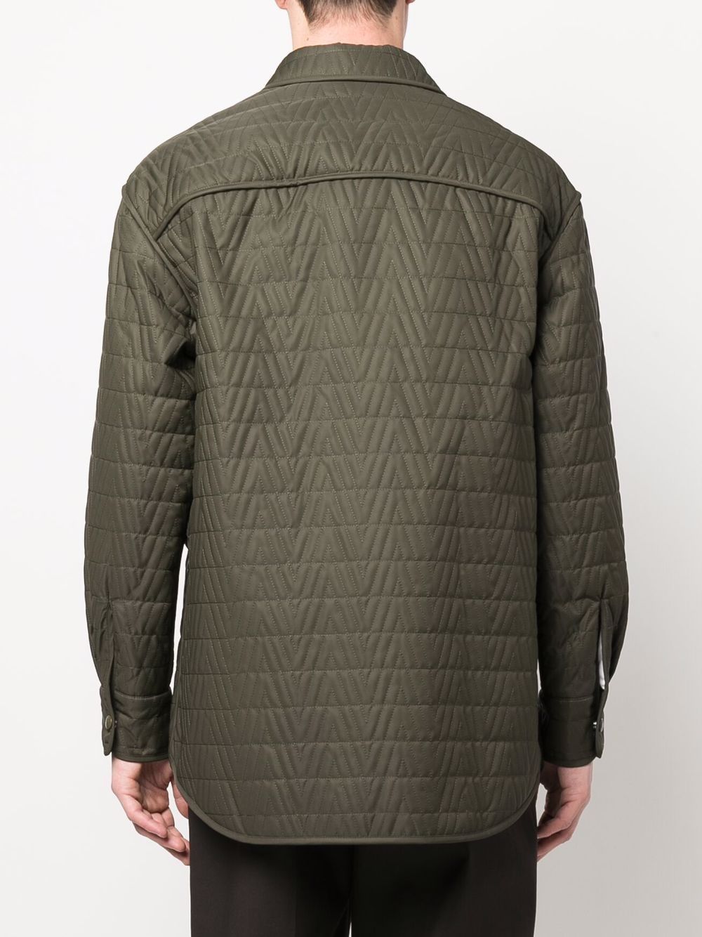 VALENTINO Green Quilted V-Neck Jacket for Men - SS22 Collection