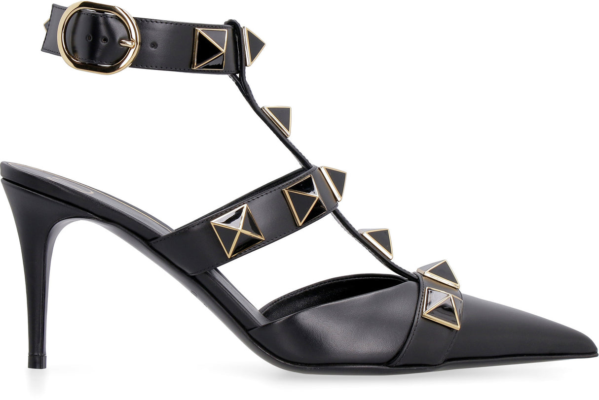 VALENTINO Roman Studs Slingback Pumps in Black for Women