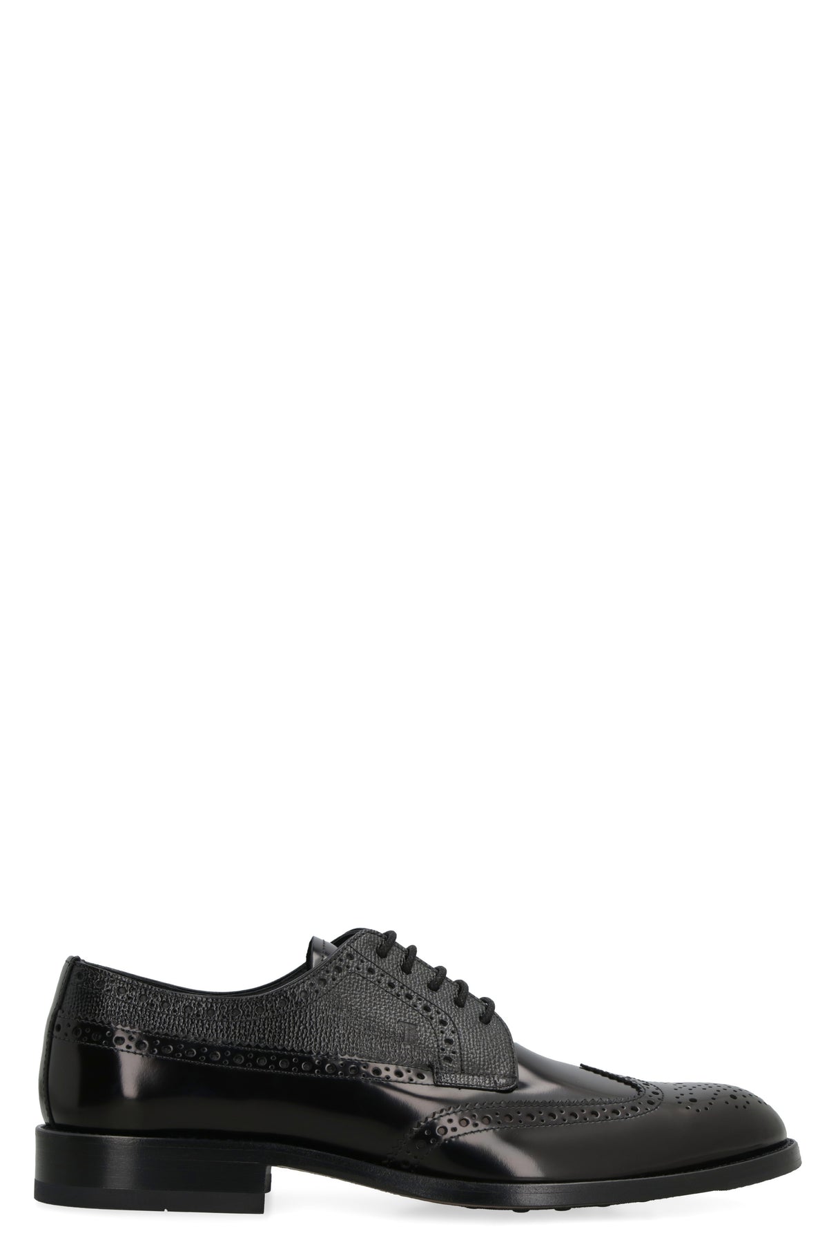 TOD'S Men's Brogue Leather Lace-Up Shoes - Round Toe, Rubber Pebbles Outsole (FW23)