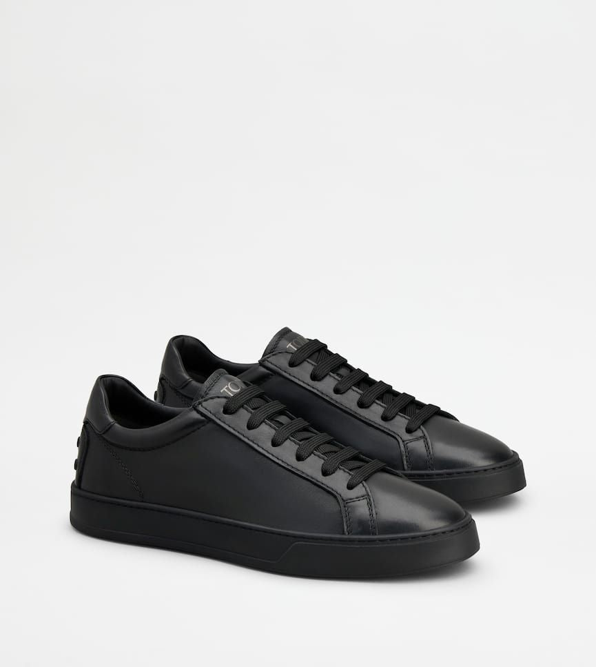 TOD'S Black Calf Leather Sneakers for Men - SS24 Collection