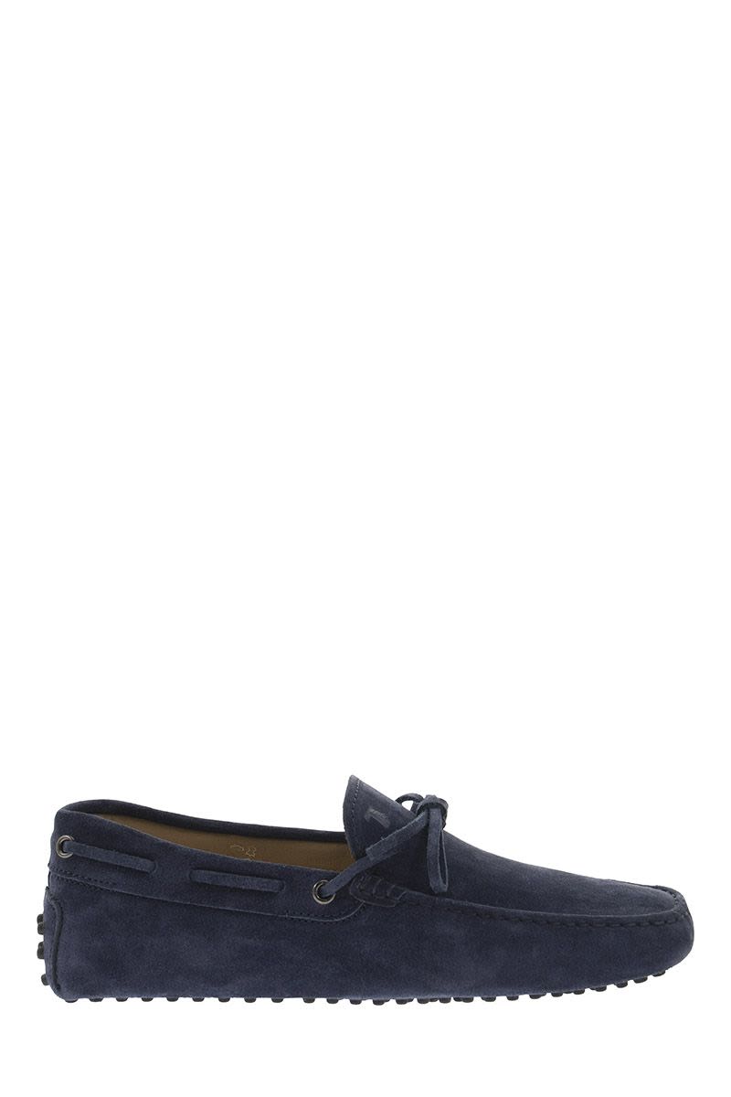 TOD'S Men's Grey Suede Rubber Loafers with Laces for FW23