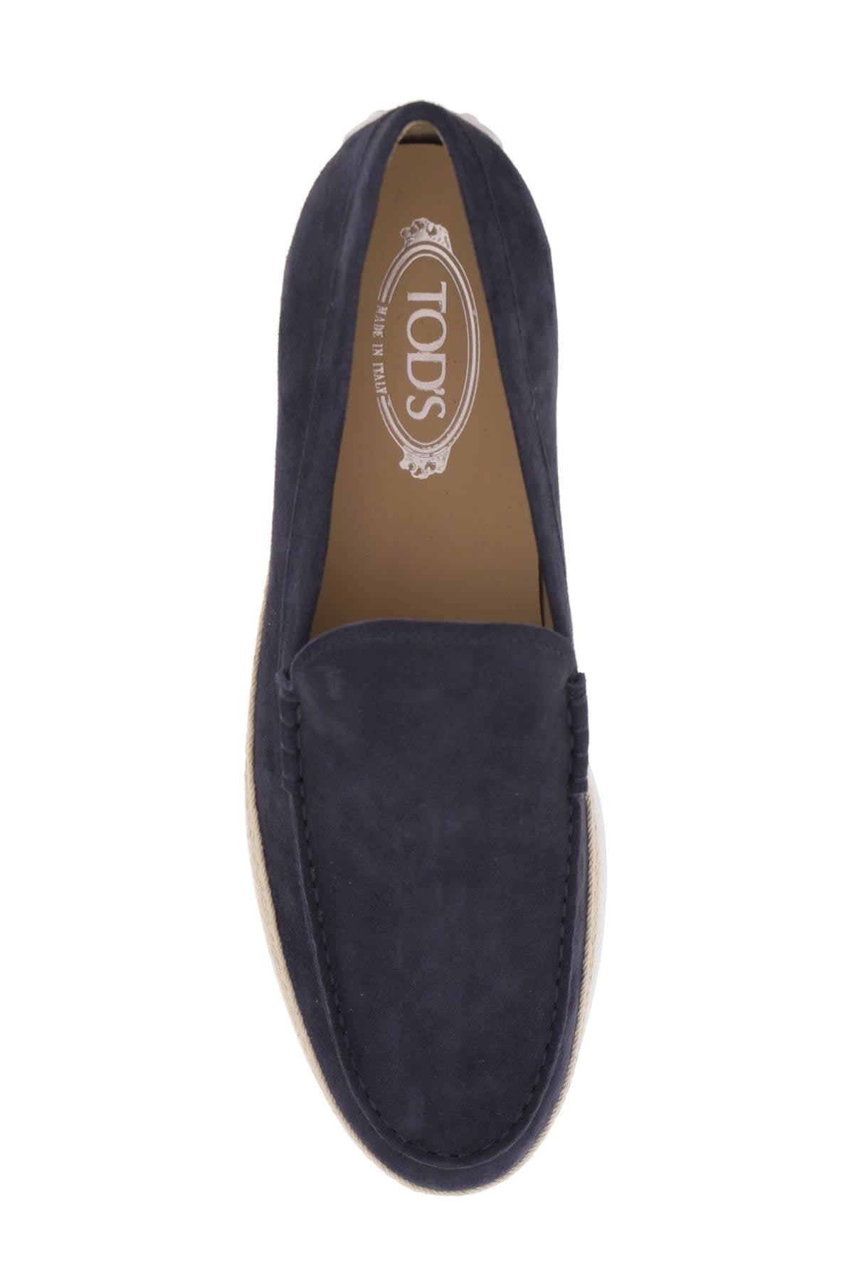 TOD'S Suede Slip-On Moccasins with Rafia Insert