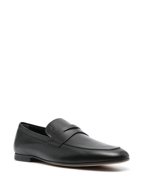 TOD'S Fashionably Timeless Black Leather Slip-On Loafers for Men