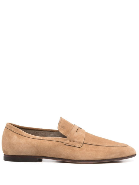 TODS Men's Classic Suede Loafer with Leather Sole - Beige