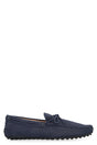 TOD'S Men's Navy Suede Loafers with Rubber Studs and Front Bow - SS24