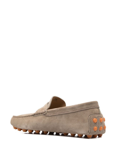 TOD'S Men's Tan Suede Penny-Slot Loafers for SS24