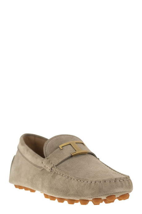 TOD'S Men's Timeless Suede Moccasin with Rubber Bubble Detail