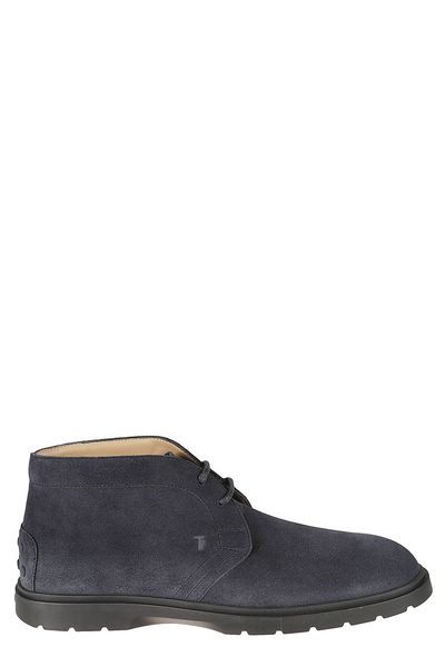 TODS Navy Blue Suede Lace-Up Desert Boots for Men