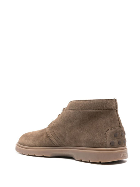 TOD'S Men's Earth Brown Suede Leather Ankle Boots