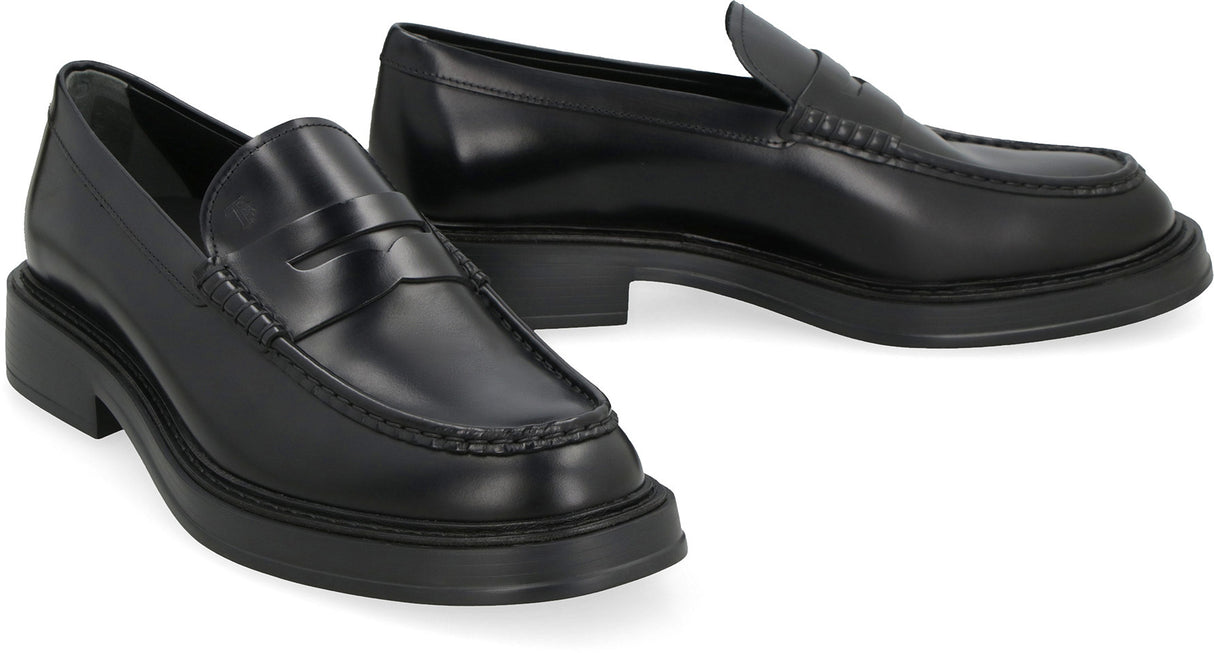 TOD'S Classic Black Leather Loafers for Men