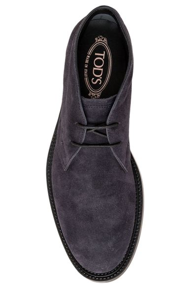 TOD'S Modern Blue Desert Boots for Men - Genuine Leather and Raffia Detailing