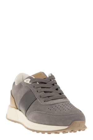 TOD'S Men's Grey Suede and Leather Sneakers - Italian-Made Urban Sportswear